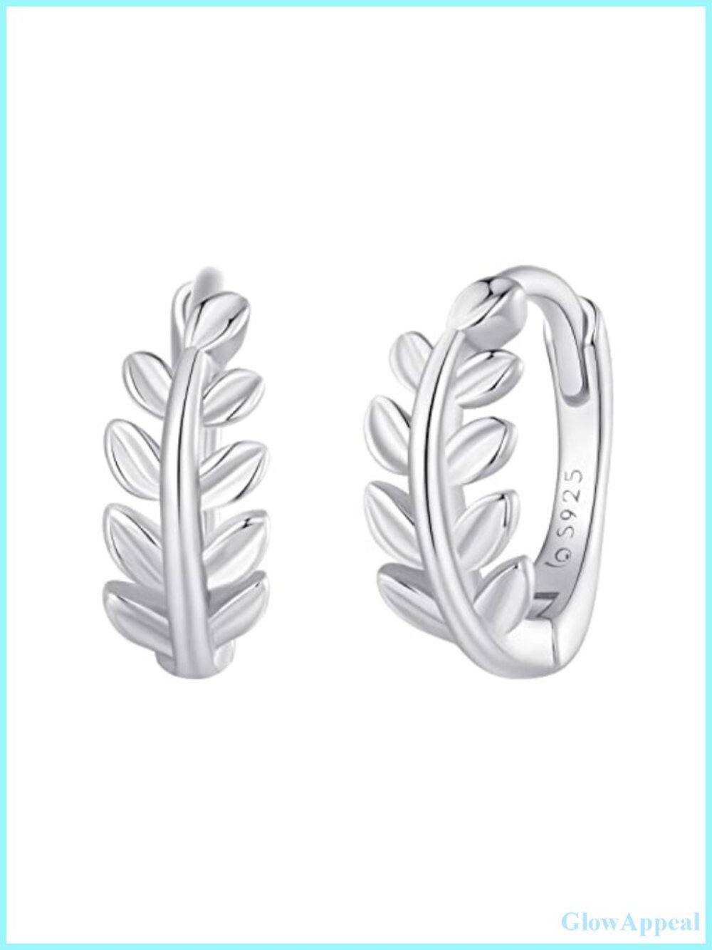 925 Sterling Silver Leaf Huggie Hoop Earrings Hypoallergenic Women